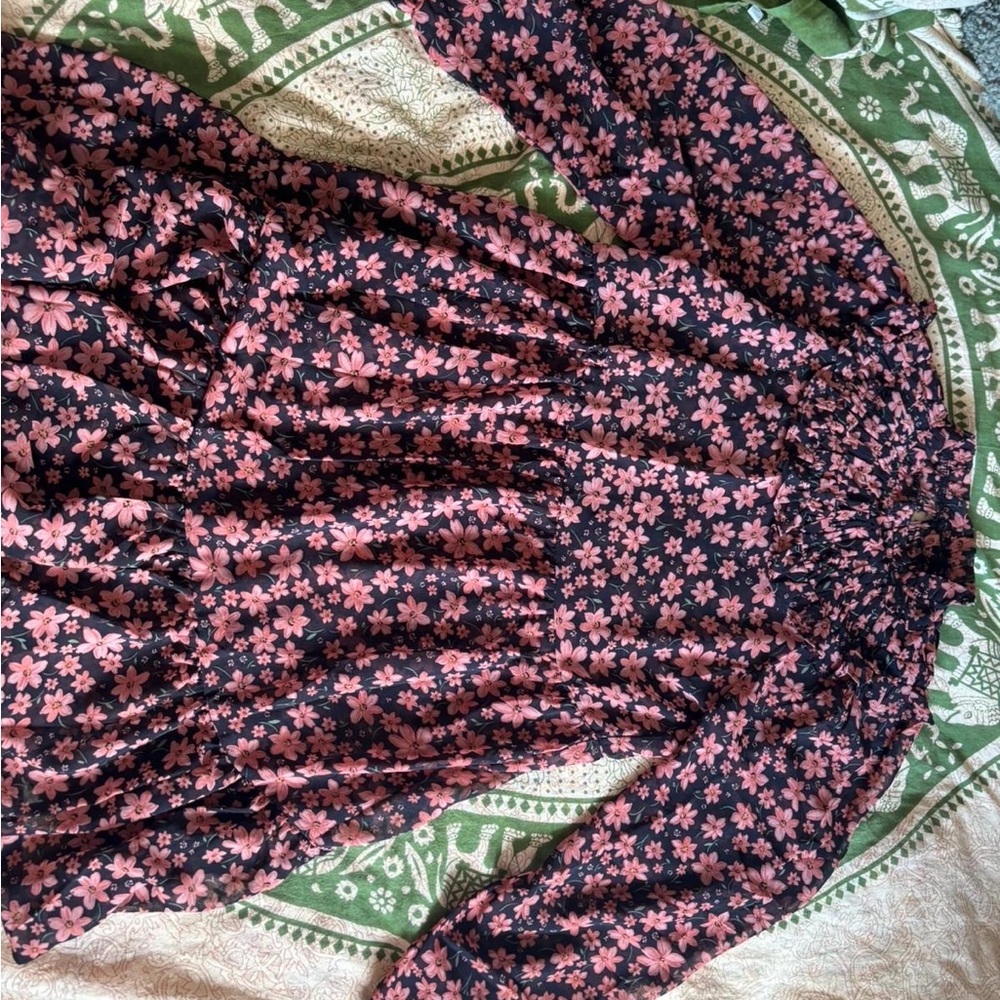 Floral Pink and Black Dress